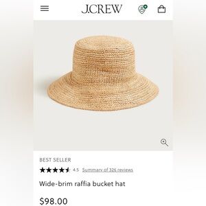 J.Crew Wide-Brim Raffia Bucket Hat Size M-L NWT